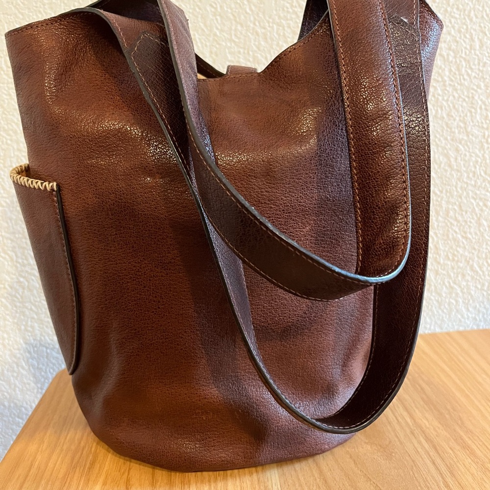 Brown Leather Bucket Bag - Picture 3 of 7